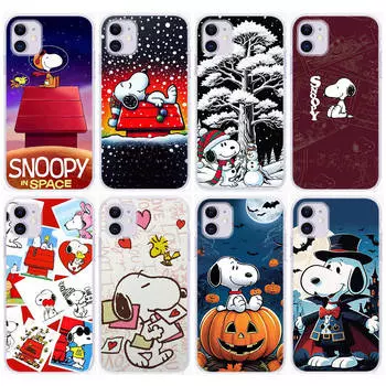 Чехол PT77 Cartoon Snoopy для Samsung A04 A14 A23 A34 A54 M23 M33 M52 M53 Realme 10 9 C30S C35 C55 VIVO Y02S Y21 Y33S Y51 X80 Pro Прозрачный чехол Realme 9 эбеновый