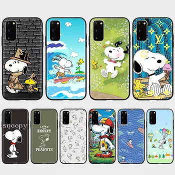 Чехол PT80 Cute Snoopy для Samsung A04 A14 A23 A34 A54 M23 M33 M52 M53 Realme 10 9 C30S C35 C55 VIVO Y02S Y21 Y33S Y51 X80 Pro Прозрачный чехол Samsung A7 2018 эбеновый