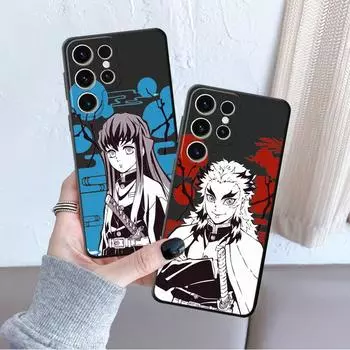 Чехол японского аниме Kurama Demon Slayer для Samsung Galaxy S21 S23 Ultra 5g S8 S7 S10e S20 Fe S22 Plus S10 S9, черный мягкий чехол Samsung S23 5G