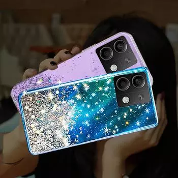 Чехол ярких цветов с блестками и звездами для Xiaomi Redmi Note 13 Note13 Pro Plus 4G 5G, мягкий силиконовый прозрачный противоударный чехол для телефона For Redmi Note 13Pro Plus чёрный