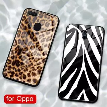 Чехол R9s с леопардовым принтом, стеклянная задняя панель, чехол из кожи тигра и зебры, чехол для Oppo R9 R9S R11 R11S Plus R17 R15 F9 Pro Find X A7X Reno oppo R11