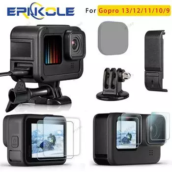 Чехол-рамка для GoPro Hero 13, защитная пленка для экрана, корпус, клетка, крышка объектива, крепление для Go Pro Hero 13 12 11 10 9, аксессуары for gopro 13