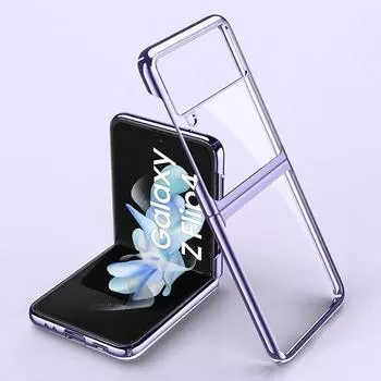 Чехол-рамка с покрытием для Samsung Galaxy Z Flip4 Flip 4 Flip4 Прозрачная задняя крышка Жесткий чехол из прозрачного пластика Полная защита Sm-Zflip4 For Samsung 01