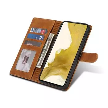 Чехол-раскладушка из кожи с защитой от кражи и держателем для карт для Samsung S23U/S22/S21P/S20, однотонные цвета. S22P розового золота