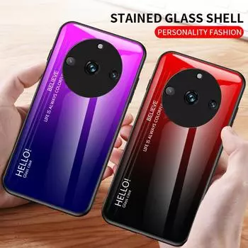 Чехол Realme11 Pro + из закаленного стекла с градиентом для OPPO Realme 11 10 9i 9 Pro Plus + чехлы для телефонов Realme10 Realme11 5G Realme 11 Pro красный
