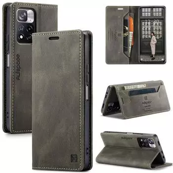 Чехол Redmi Note 12 5G, кожаный чехол-книжка для телефона Xiaomi Redmi Note 12 Pro Plus 5G, роскошный магнитный чехол-кошелек Redmi Note 12 5G кофейный