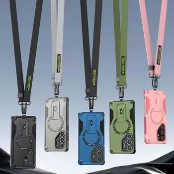 Чехол-ремешок через плечо с ремешком для Samsung Galaxy S25 Ultra S24 Plus A55 5G A56 A54 A15 A16 A14 A36 A35 с подставкой для телефона for Galaxy S25 чёрный