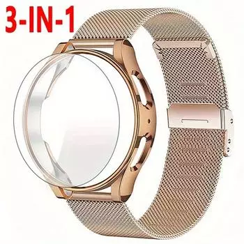 Чехол+ремешок для Samsung Galaxy Watch 5 4 6 44 мм 40 мм 5pro 45 мм защитная пленка для экрана из нержавеющей стали Watch 6 Classic Galaxy Watch 7 40mm серебряный