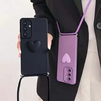 Чехол-ремешок Love Heart для Samsung Galaxy S24 A15 A25 A35 A55 A54 A34 5g A24 A14 A05s, силиконовый чехол с ремешком на плечо A 15 25 35 55 A15 5G