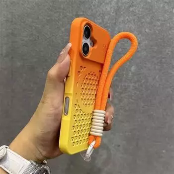 Чехол-ремешок Magsafe Gradient для iPhone 16 15 14 Pro Max Plus 13 12 11, рассеивающий тепло, ремешок для запястья, чехол для ароматерапии iPhone 16 Pro Max синий