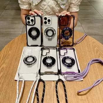 Чехол-ремешок с магнитным кольцом и ремешком для iPhone 16 15 14 13 12 11 Pro Max Plus XS MAX XR Samsung S24 S23 S22 S21 Ultra Plus FE A15 A14 A54 A53 iPhone 6 Plus/6S Plus чёрный