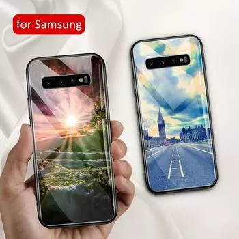 Чехол Road View для Samsung S22 Стеклянная задняя крышка Чехол S10 для Galaxy S8 S9 S10 plus Note 8 9 10 plus S10e S20 plus ultra Samsung S8&Glass case