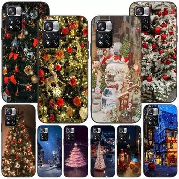 Чехол «Рождественская елка» для Xiaomi Redmi Note 11 10S 8T 10 12 Pro Plus 11T 8 9 11E 11S 5 Pro 9S 7, мягкий черный чехол из ТПУ для телефона Redmi Note 5 Pro