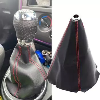 Чехол рычага переключения передач для Ford Fiesta MK6 Fusion Shift Boot, ручка переключения передач автомобиля, кожаный чехол рычага переключения передач, пылезащитный чехол, гетры черного, красного цвета красный