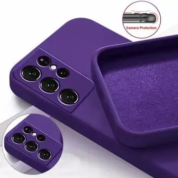 Чехол S21 Ultra из жидкого силикона для телефона Samsung Galaxy S21Ultra, мягкий чехол For S21 ultra сливовый