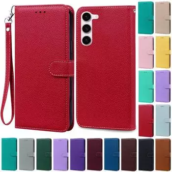 Чехол S24 FE для Samsung Galaxy S24, чехол S24+ Ultra Leather Flip Wallet Case для Samsung Galaxy S24 FE S 24 Plus, чехол для телефона Funda Samsung S24 FE темно-красного