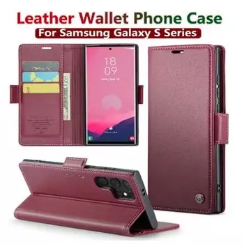 Чехол S25 Ultra для Samsung 24 Ultra S23 Чехол Samsung Galaxy S22 S21 Note10 20 Herder Роскошный деловой кожаный чехол-кошелек с откидной крышкой Samsung Note 20 Ultra чёрный