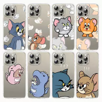 Чехол S-2 Tom and Jerry для iPhone 11 12 13 14 15 16 Pro Max Redmi A3 9A 9C 10A 10C 13C Note 9 11 Samsung S24 S21 S20 Ultra Plus A04S A05S Samsung S24 Plus олений