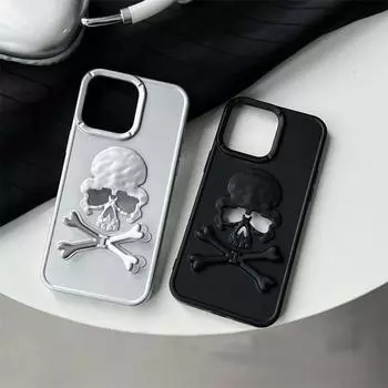 Чехол с 3D-черепом Ghostface для iPhone 16 15 13 12 11 14 ProMax с подставкой, модный, тонкий, ударопрочный, защитный, мягкий чехол iPhone 16 Pro Max чёрный