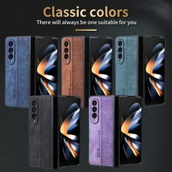 Чехол с 3D-тиснением для Samsung Galaxy Z Fold 6 5 4 3 Fold4 5G, мягкий матовый кожаный чехол для полной защиты камеры for Galaxy Z Fold 5 коричневый