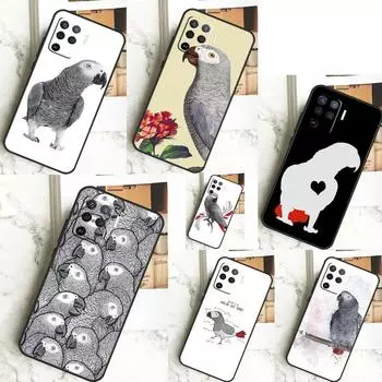 Чехол с африканским серым попугаем для OPPO A53S A57S A54S A38 A78 A58 A79 A15 A17 A77 A16 A76 A96 A52 A72 A5 A9 A94 A74 OPPO A15