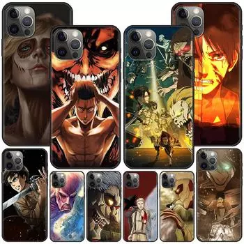 Чехол с аниме «Атака Титанов» для Iphone 14 11 13 Pro Max 12 Mini Xr 7 8 Plus Se 2020 Xs 6 6s + чехол, черный мягкий чехол для телефона iPhone 14 Plus