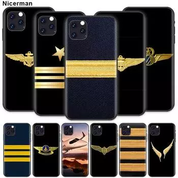 Чехол с эполетом «Пилот самолета» для Apple iPhone 12 Mini 11 X XR XS Max 7 8 Plus 6 6S SE 2020, черный силиконовый чехол для телефона iPhone 12