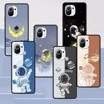 Чехол с астронавтом для Xiaomi Mi 11 Lite 5G 12 Pro Note 10 10T 9 SE 9T 10S 8 A2 Lite CC9, черный мягкий чехол для телефона, силиконовый чехол с мультяшным рисунком Xiaomi 12