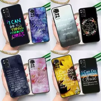 Чехол с библейским стихом Филиппийцам Иисус Христос для Xiaomi Redmi Note 12 11 10 9 8 Pro Note 8T 9S 10S 11S Redmi 10 10C 12C 9C Redmi Note 11 Pro