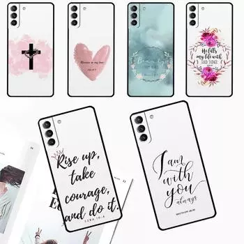 Чехол с библейским стихом веры и креста Иисуса для Samsung Galaxy S24 Ultra S23 S22 S21 Plus S20 FE S8 S9 S10 Note 10 20 Ultra Cover Galaxy S24