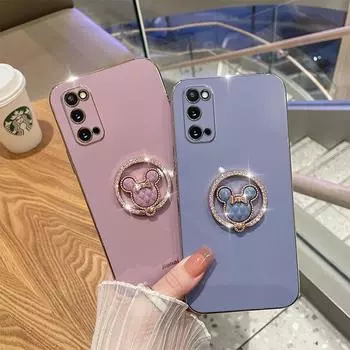 Чехол с блестящим кольцом-подставкой и милым медведем для iphone 14 13 12 11 Pro max/Samsung S22 S21 S23 Ultra A13 A23 A33 A53 A12 A22 A32 A52 A14 A54/Redmi iphone 6 6s зелёный