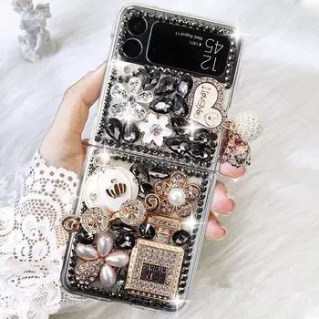 Чехол с блестящими бриллиантами и стразами для Samsung Z флип 5 3 Z раза 4 S22 S21 ultra S20 A13 A33 A53 A12 A22 A32 A52/Iphone 14 13 12 11 pro max/Redmi 10 9 9A samsung Z flip 3 белый