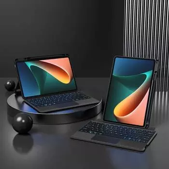 Чехол с Bluetooth-клавиатурой для Xiaomi Mi Pad 5 Pro, 11-дюймовый защитный чехол для планшета Mipad 5 Pro с подсветкой, чехол для сенсорной панели English Layout чёрный