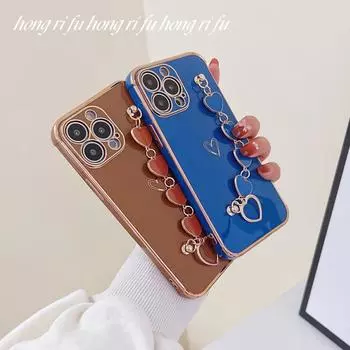 Чехол с браслетом в виде сердца с полыми сердечками для iPhone 13 Pro Max 12 11 Pro Max 8 7 Plus X XR XS Max, мягкий чехол из ТПУ с боковым узором, подарок iPhone 13 Pro Max белый