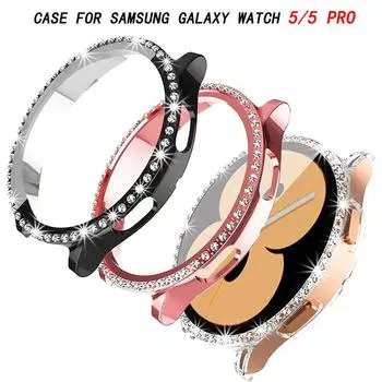 Чехол с бриллиантами для Samsung Galaxy Watch 5/5 pro/4, 44 мм, 40 мм, чехол для ПК, универсальная защита бампера, Galaxy watch4 classic, 42 мм, 46 мм Galaxy Watch 5 40mm розовый