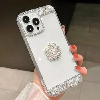 Чехол с бриллиантом и жемчугом и кристаллом лебедя для Samsung Galaxy S23 S22 Ultra S21 Plus S20 FE A14 A34 A54 A13 A33 A23 A53 A32 A52 A22 A51 A12 Diamond Cover Samsung S23 белый