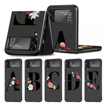 Чехол с буквами «сделай сам» и цветком для Samsung Galaxy Z Flip 3 4 5G, черный жесткий корпус для телефона из ПК Z Flip4, роскошный чехол в виде ракушки Samsung Z Flip 5G