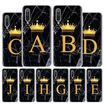 Чехол с буквенным алфавитом и короной AJ для телефона Xiaomi Redmi Note 10 Pro Max 10S 9 9S 9T 8 8T 11T 11S 11 5G 11E 7 6 5 4X Coque Ca Redmi Note 10S