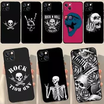 Чехол с черепом в стиле рок-н-ролл для iPhone 13, 12, 14, 15 Pro Max Mini 7, 8 Plus SE 2020 X XS MAX XR 11, 14, 15 Pro Max, чехол iPhone 11Pro MAX