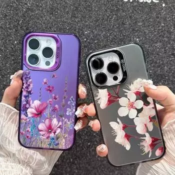 Чехол с цветами для iPhone 16 Pro Max Samsung A55 A35 M35 S24 FE Xiaomi Redmi Note 13 Pro 14C Huawei Honor 200, противоударный бампер для телефона, устойчивый к царапинам Samsung A54 5G