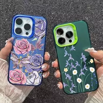 Чехол с цветами для iPhone 16 Samsung A55 A35 A34 S24 FE Xiaomi Redmi Note 13 Pro 14C A3 Huawei Honor 200 противоударный бампер для телефона с защитой от царапин Samsung A54 5G