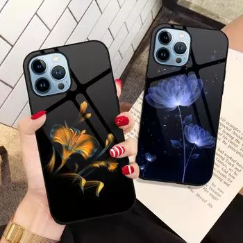 Чехол с цветами и растениями для Iphone 14 13 11 12 Pro Max Mini Xs Xr X 7 8 6s Plus Se 2022, роскошная задняя крышка из закаленного стекла For iPhone XS