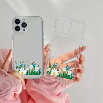 Чехол с цветами и растениями для Iphone 14 13 12 11 Promax Mini Plus Xr Xs Max 7 8 Se 2022, прозрачная мягкая защитная задняя крышка For iphone 7