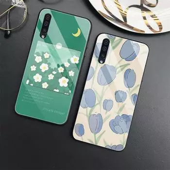 Чехол с цветами и растениями для Samsung Galaxy A72 A22 A21s A03 Core A52 A70 A71 A73 A53 A13 5g A03 A42, чехол из закаленного стекла For Samsung A52 5G