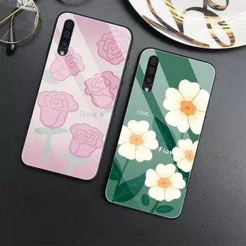 Чехол с цветами и растениями для Samsung Galaxy A71 A72 A70 A73 A53 A13 5g A03 A22 A21s A03 Core A42 A52, стеклянный чехол, чехол For Samsung A21S