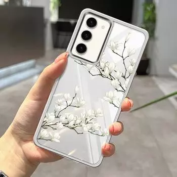 Чехол с цветком для Samsung Galaxy S24 Plus S22 Ultra S23 S21 S20 Fe A54 A53 A52 A34 5g, силиконовый мягкий чехол Samsung S24 чистый