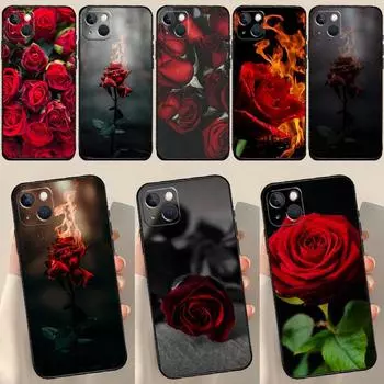 Чехол с цветком красной розы для iPhone 12, 11, 13, 14, 15 Pro Max 12 Mini 7 8 Plus X XR XS Max SE 2020, чехол для телефона iPhone 15 Plus