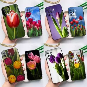 Чехол с цветком тюльпана для OPPO A74 A93 A83 A91 A53S A9 A5 A31 A53 2020 A15 A16 A1K A52 A72 A94 A54, чехол OPPO A53S 2020