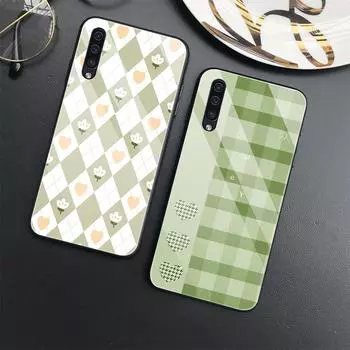 Чехол с цветочной ромбической сеткой для Samsung Galaxy A52 A70 A71 A73 A53 A13 5g A03 A72 A22 A21s A03 Core A42, крышка из закаленного стекла For Samsung A02S