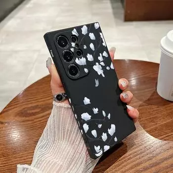 Чехол с цветочной росписью для Samsung S24 S22 Plus Ultra S23 S21 S20 FE A55 A54 A53 A52 A34 A25 A15 A14 5G A51 A32 A13 4G Мягкий красочный чехол из ТПУ Samsung A15 5G чёрный
